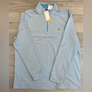 Jack Nicklaus Golf Shirt Men XL Blue White Striped 1/4 Zip Long Sleeve Pullover